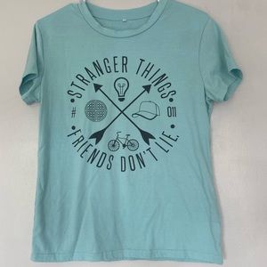 Stranger things XS teal graphic tee